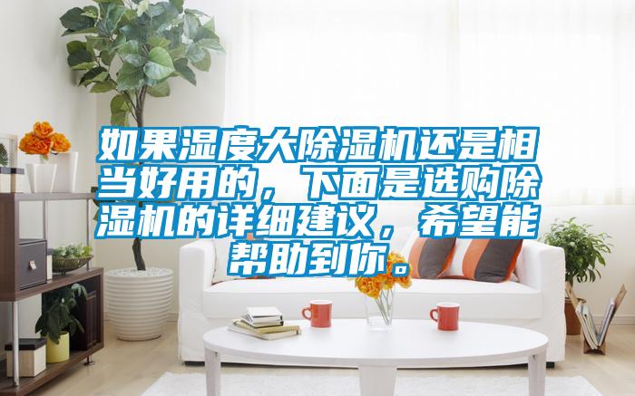 如果濕度大除濕機(jī)還是相當(dāng)好用的，下面是選購(gòu)除濕機(jī)的詳細(xì)建議，希望能幫助到你。